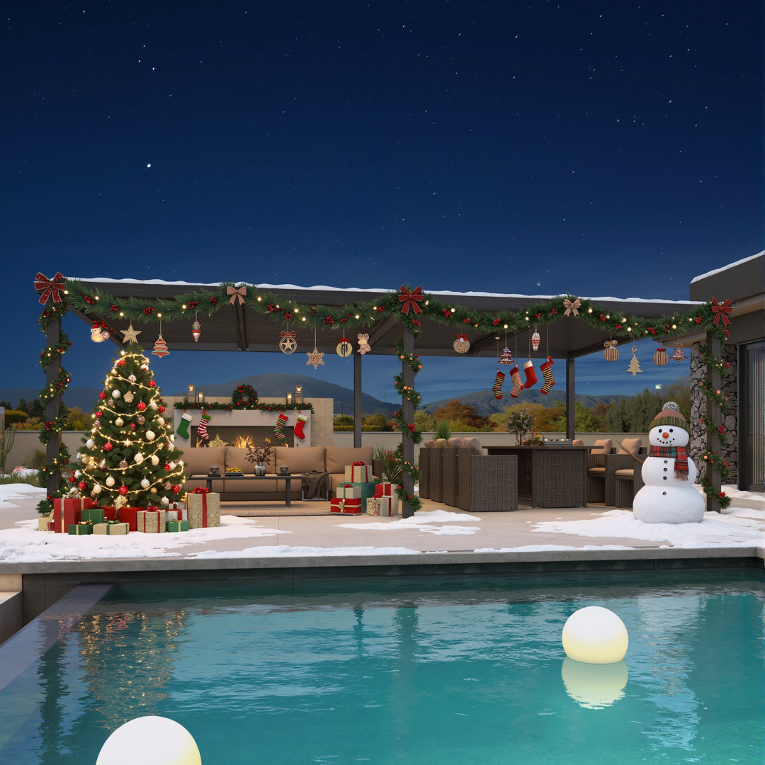 Louvered Pergola 19 Ft. W x 12 Ft. D Aluminum Pergola with Adjustable Roof Hardtop Gazebo Purple Leaf 