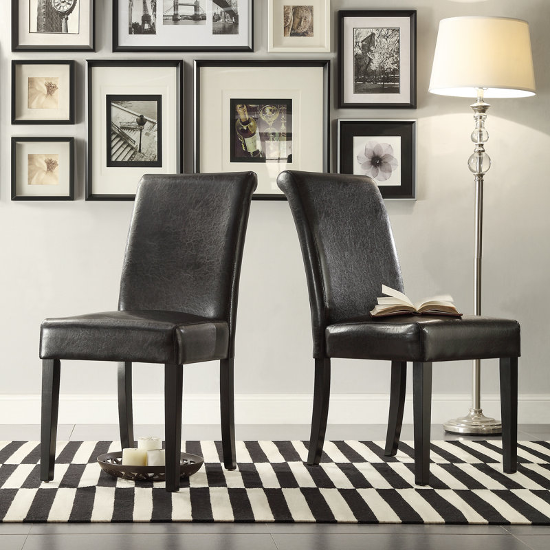 Alexa-Mae 20.5'' H Faux Leather Upholstered Parsons Chair, Dark Brown