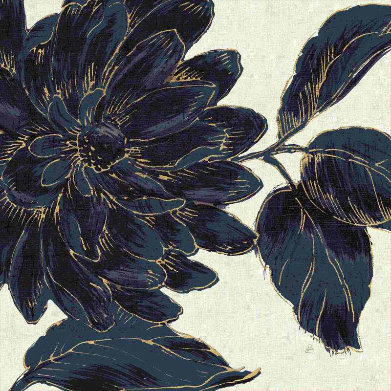 Indigo Garden I, H 30 po x l 30 po, Non, Cadre flottant noyer
