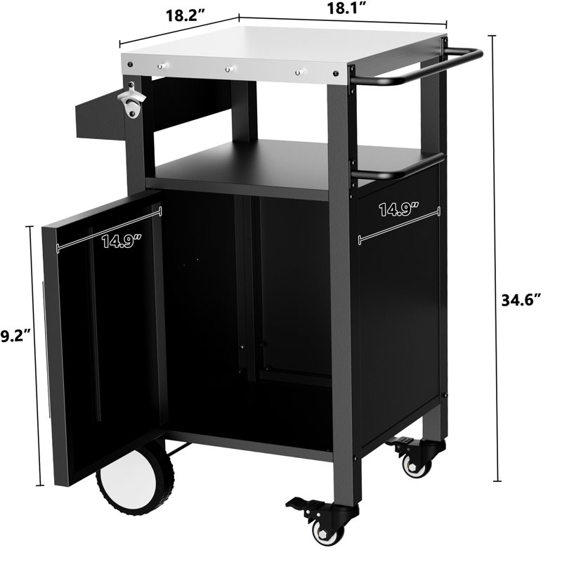 Chariot de gril avec armoire et crochets