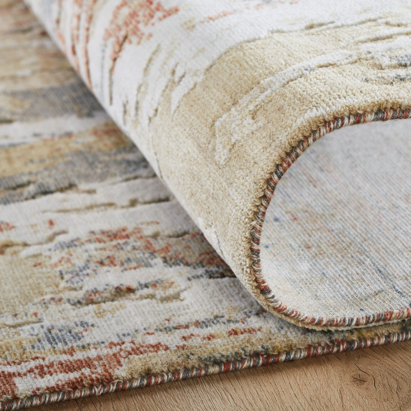 Bergeman Wool Abstract Area Rug in Beige, Rectangle 9'9" x 12'6"