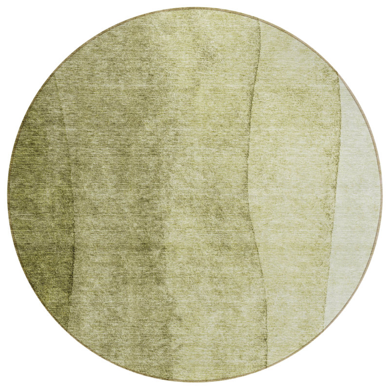 Lavonia Washable Ombre Indoor / Outdoor Rug, Round 8'