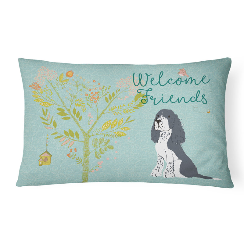  Coussin intérieur / extérieur Welcome Friends Springer Spaniel, Noir