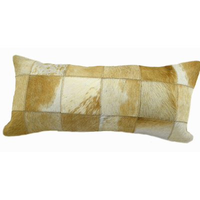  Patchwork Leather Lumbar Pillow