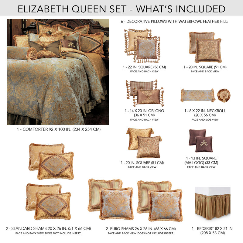 Elizabeth Comforter Set - Aqua, Queen Comforter