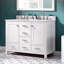 Ensemble de meuble-lavabo à double cuve moderne et traditionnel de 48 po avec comptoir et dosseret en marbre de Carrare italien blanc Vitor, entièrement assemblé-1781382939-1781382938