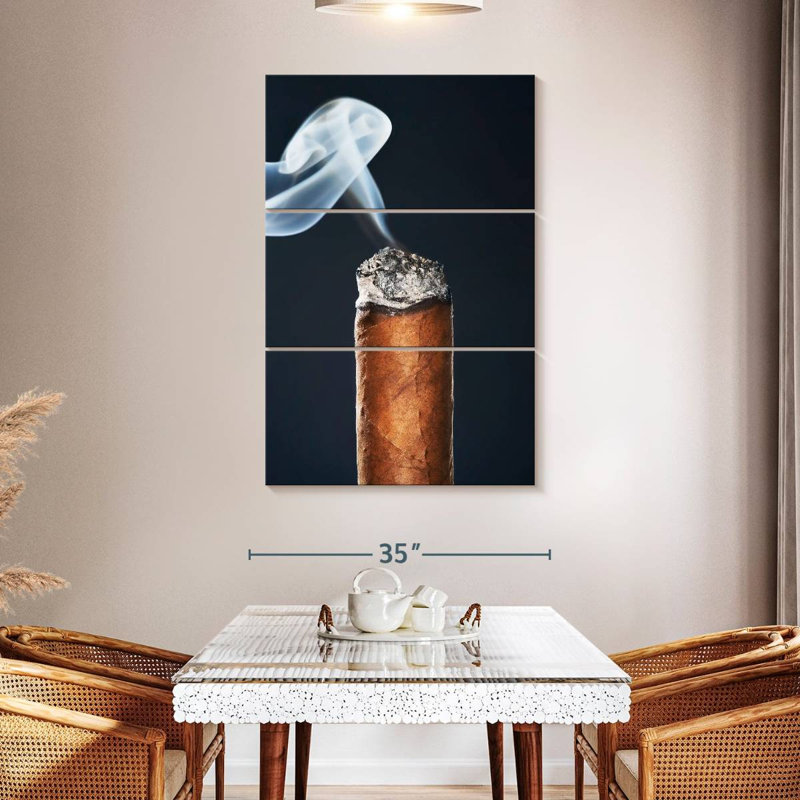 Senne Burning Cigar Up Close, 50" H x 32" W