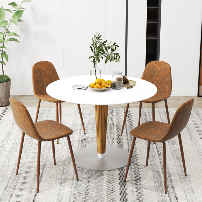  Ensemble de 4 chaises de salle à manger rembourrées en similicuir avec pieds en métal