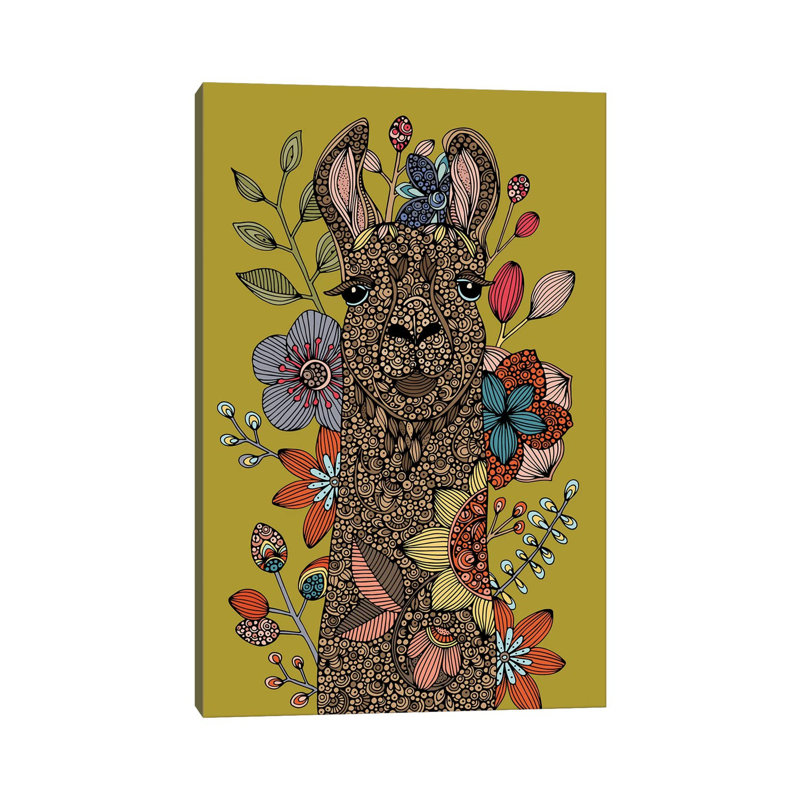 «Llama I» par Valentina Harper - impression d'art graphique, Toile tendue, H 12 po x l 8 po x P 0,75 po, Sans mat