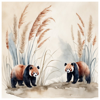 Red Panda Illustration Double Sided Throw Pillows