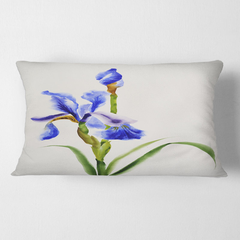 Rétro fleur d'iris bleu - coussin traditionnel imprimé