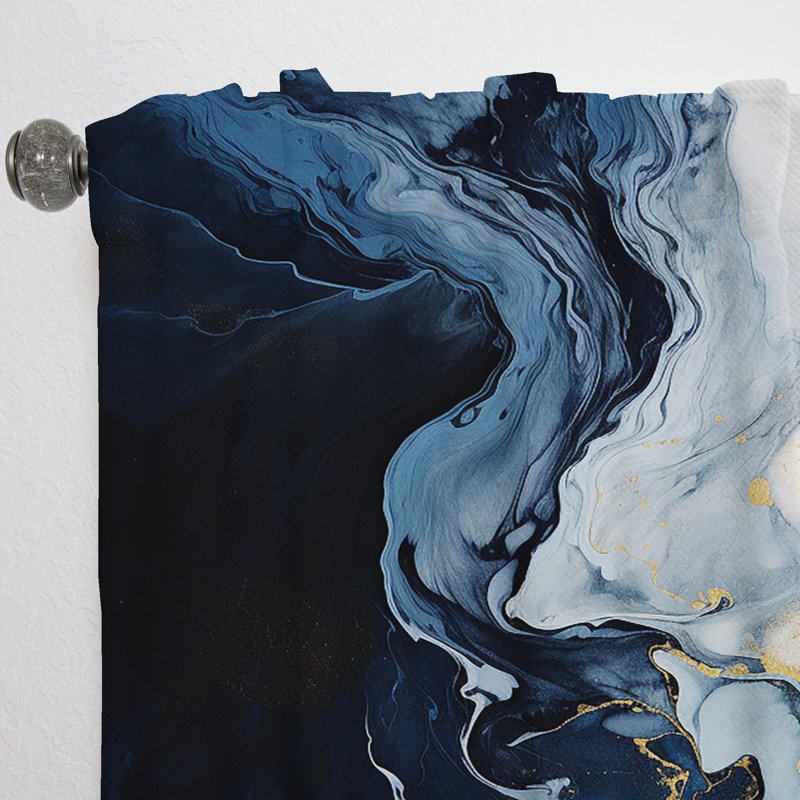 Rideau obscurcissant en velours abstrait à encre liquide Fairbury - 1 panneau, L 52 po x L 108 po