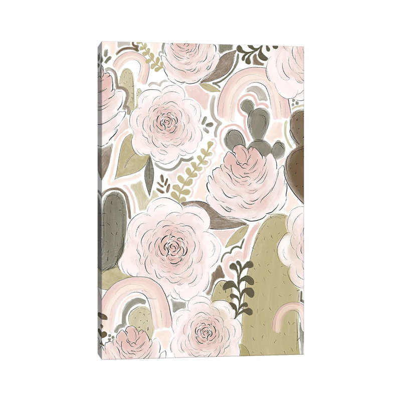 Rainbow Cactus Florals by Katie Bryant - Wrapped Canvas Gallery-Wrapped Canvas Giclée, 20.32 cm H x 30.48 cm W