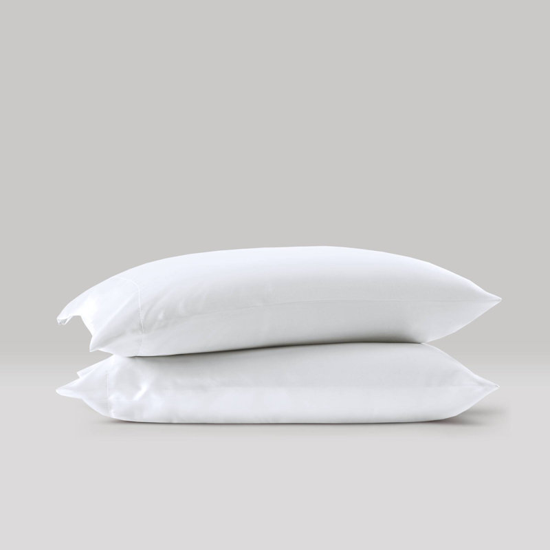 Satin Luxury 2PC Pillowcases, White, King Pillowcase