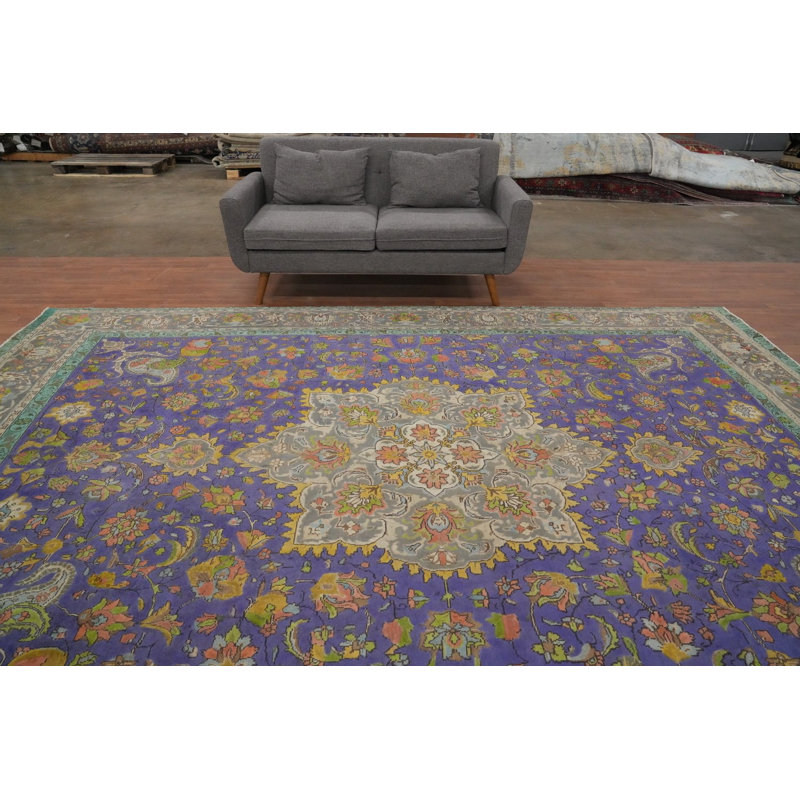 Tapis traditionnel mauve en laine mauve 10 x 13