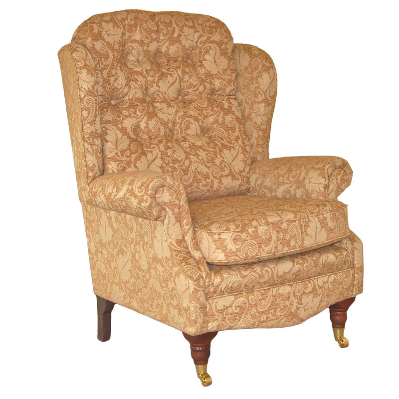 Upholstered Wingback Chair, Fortuna Honey Pattern