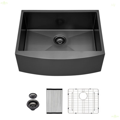 33X21x10"Farmhouse Apron Single Bowl Stainless Steel Kitchen Sink
