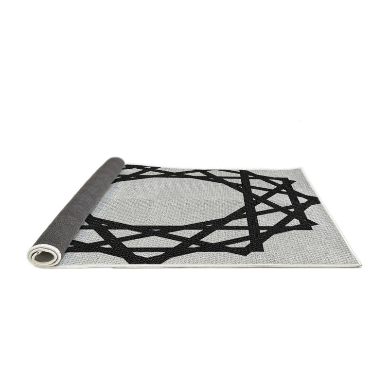 Tapis noir / blanc cassé Power Loom, Rond 6 pi