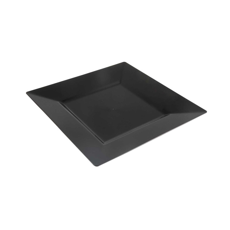 Restaurantware-10.8 x 10.8 x 0.5 Inch Party Plates, 100 Disposable Plastic Dessert Plates - Square, Heavy-Duty, Black Plastic Salad Plates, Serve Sides Or Appetizers, For Weddings Or Catering