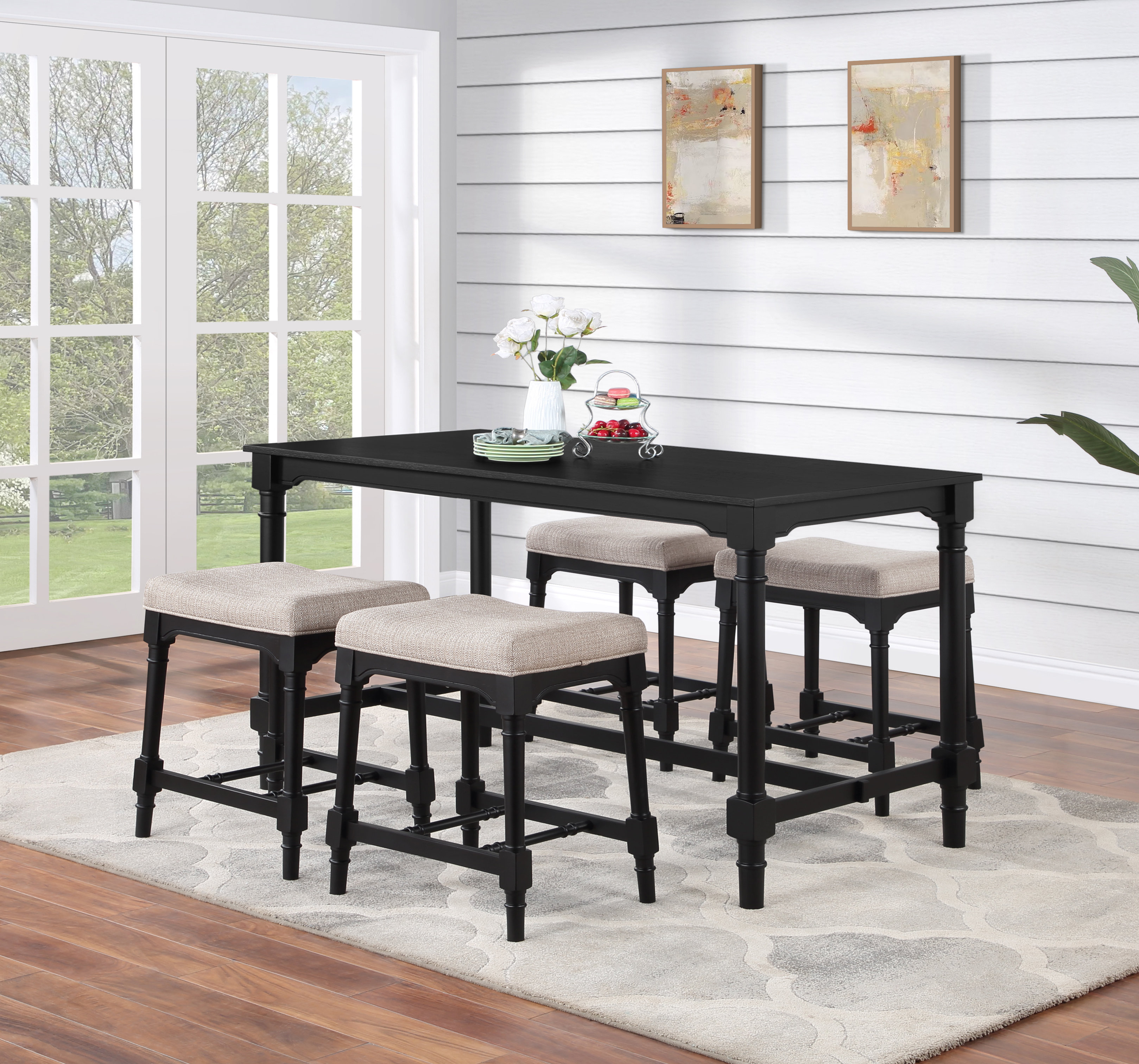 Red Barrel Studio® Tanila 5 - Piece Counter Height Dining Set in Black ...