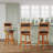 30" Bar Height X-Back Swivel Stool, Natural Finish, Charcoal Fabric Seat-48587733-48587732