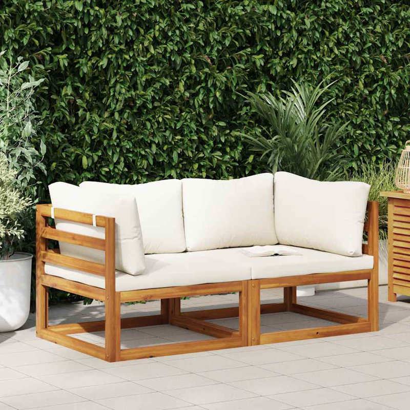 Chaise de patio avec coussins Fernley, Blanc