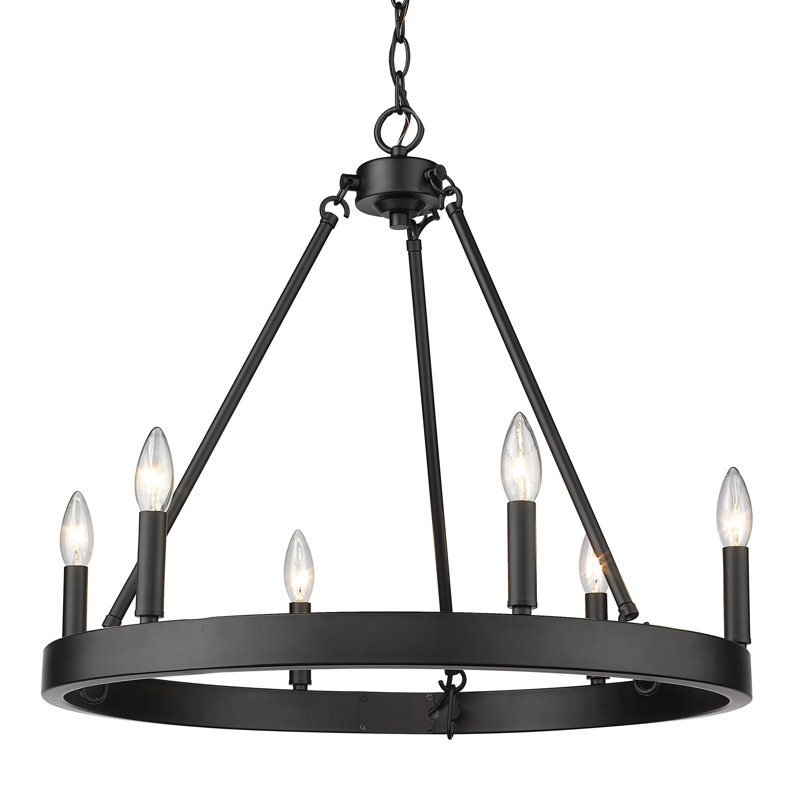 Lustre en roue de chariot à 6 lumières de style bougie Emmalynn