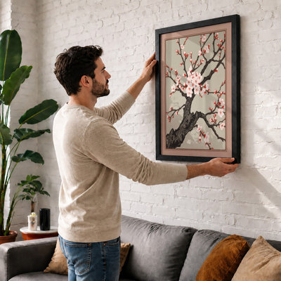 Spring Blossom Branch Japandi - Framed Print