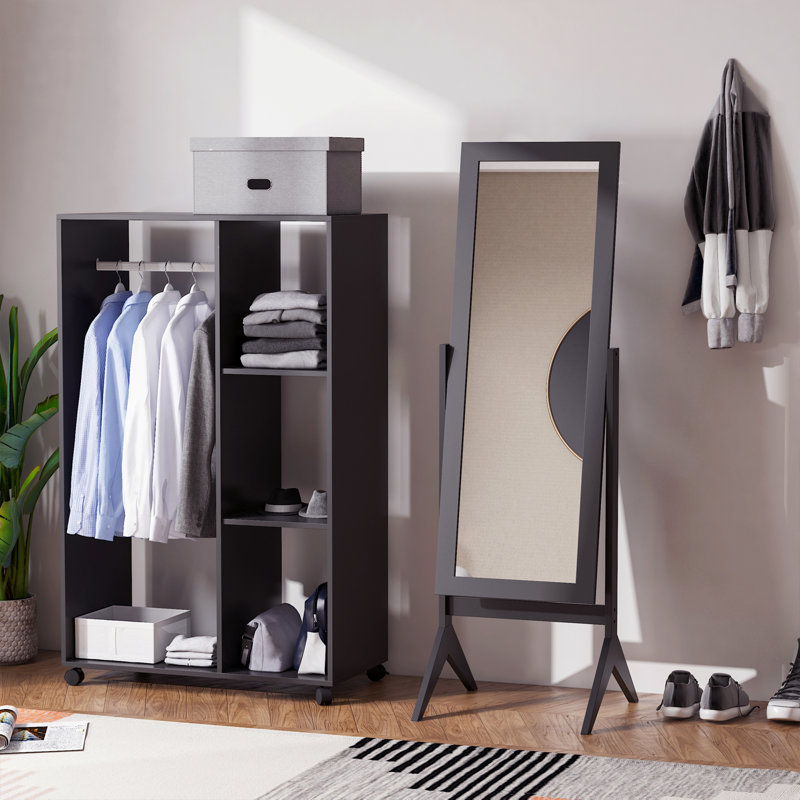 Flat Floor Mirror, Dark Brown