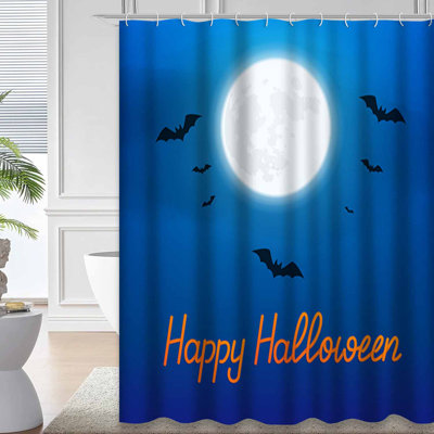 Rideau de douche d'Halloween nuit pleine lune avec 12 crochets