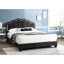 Lit double en tissu de laine gris anthracite