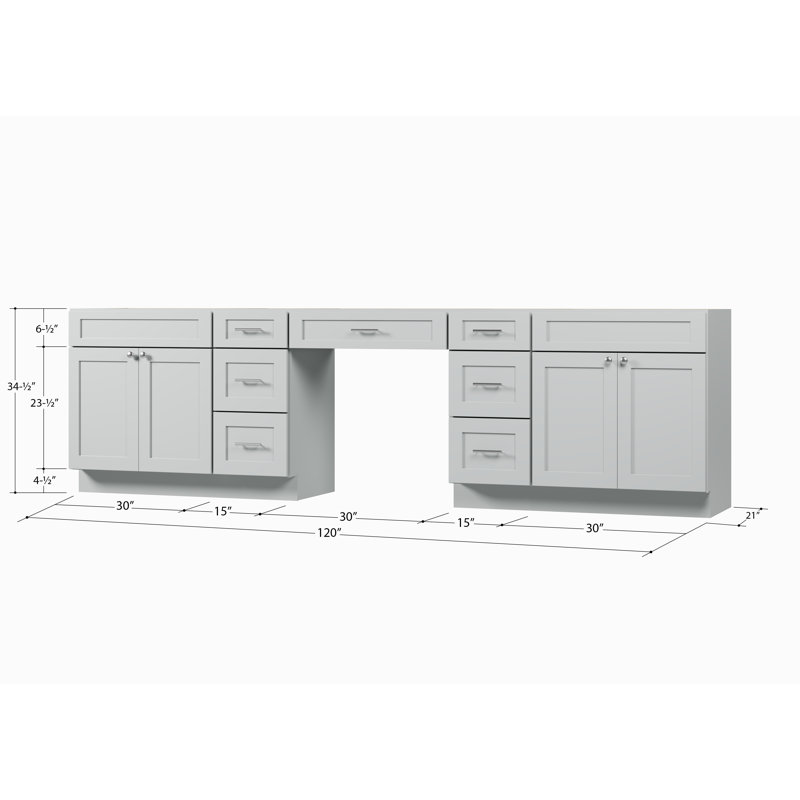 Base de meuble-lavabo double 120 po seulement, Gris