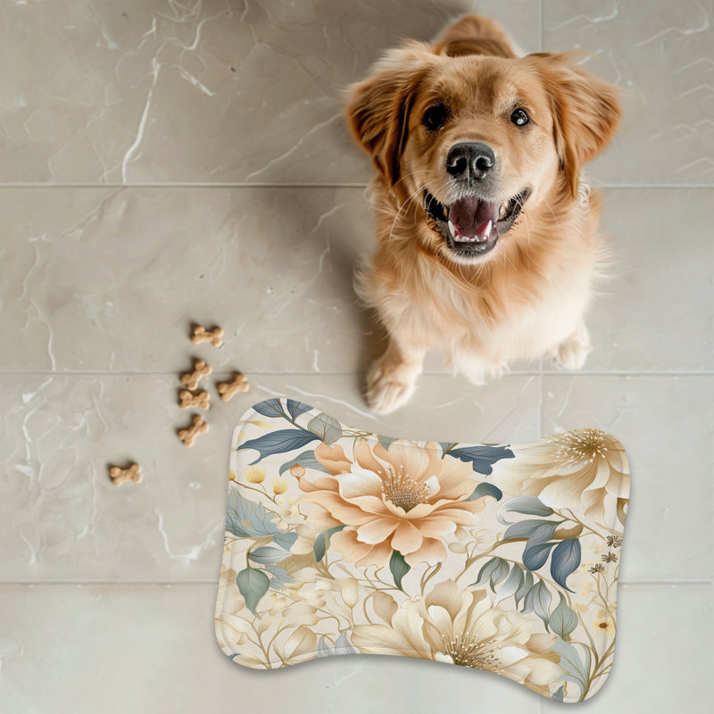 Tapis d'alimentation en forme d'os beige - 1 pièce