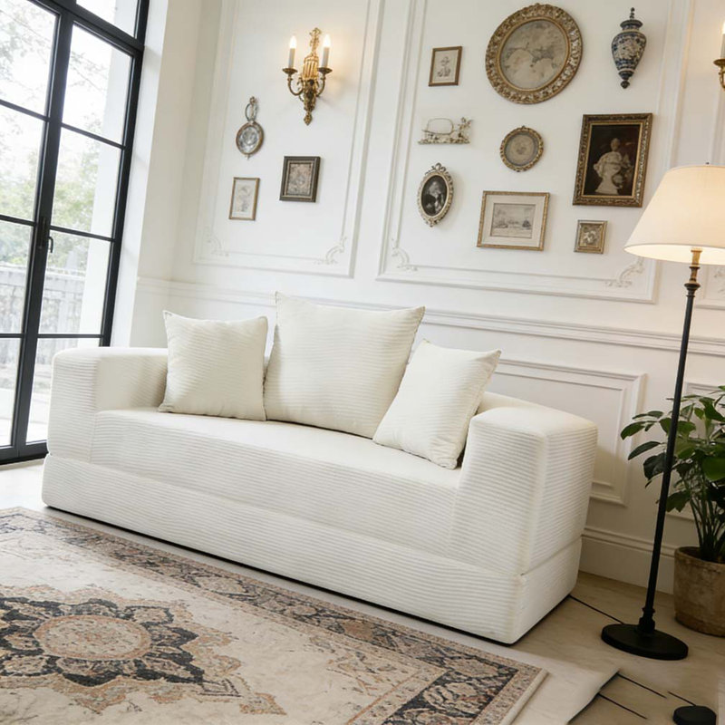 Convertible sofa couch bed,multi-functional,circular bed,adjustable Futon sofa, Beige