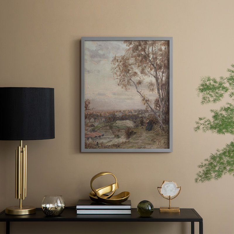 «Vintage Landscape», reproduction encadrée Cxxxv - bois massif, Gris, H 11 po x l 9 po