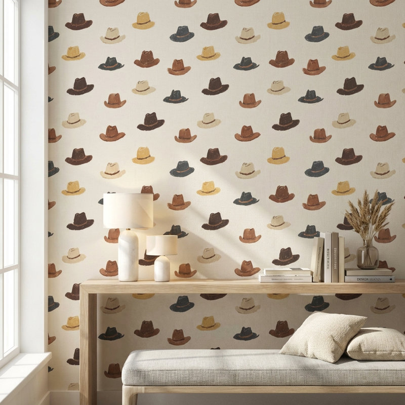 Papier peint rétro avec motif géométrique brun