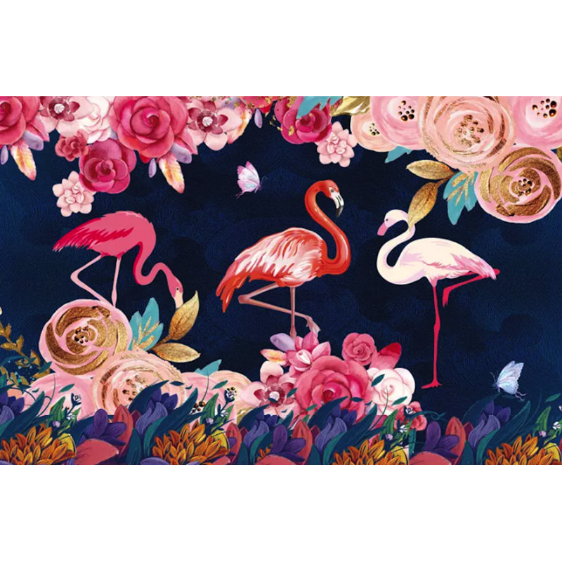 Papier peint amovible flamant rose, L 75 po x l 112 po