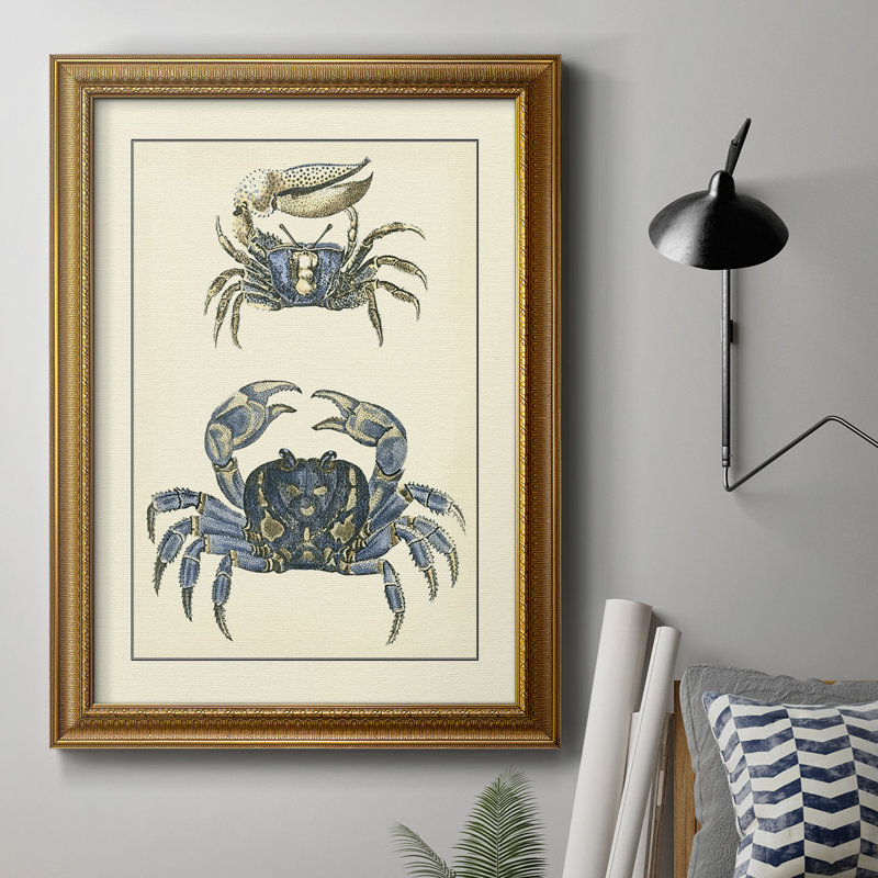 " Antique Blue Crabs II ", 16" W x 20" H