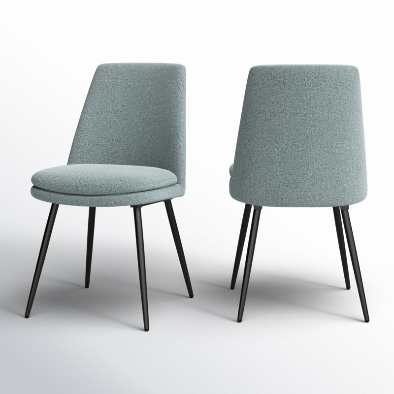 Chaise d'appoint rembourrée Moeller, Chenille bleu, Gris fer