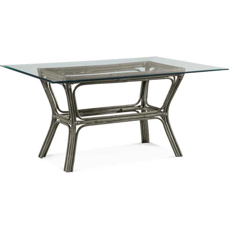 Trellis Glass Dining Table, Greystone, 42" W x 60" L