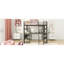 Lit mezzanine en métal avec tablettes crème pour les mains à 4 couches et bureau en forme de L, chargement sans fil, style 4 couches noir chic