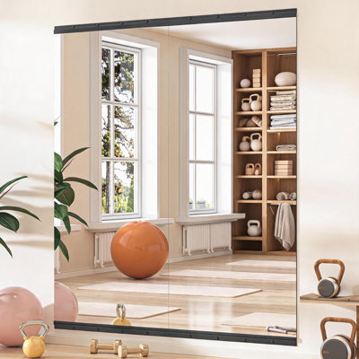 2-Pack Frameless Home Gym Mirrors for Wall, Tempered Glass Full Length Workout Mirrors for Home Gym, Yoga, Dance Studio, Garage & Bedroom