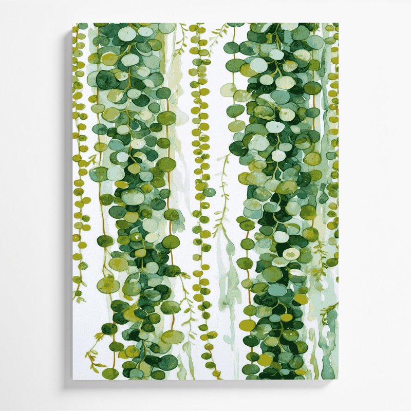 "Watercolor Botanical 77", art mural sur toile verte, H 11 po x l 14 po
