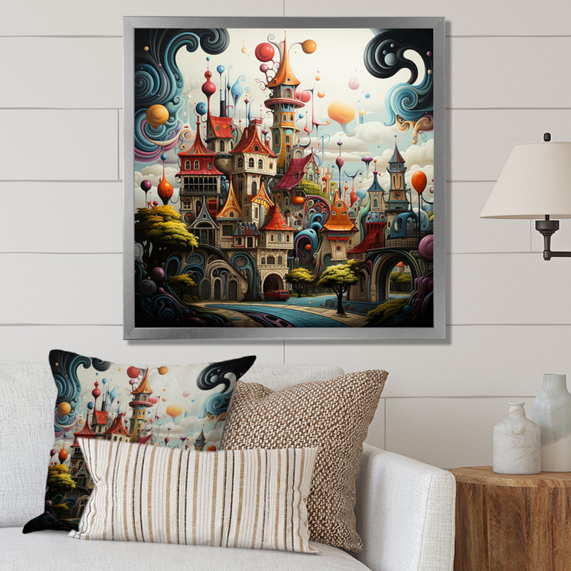 " Dreamy Castle I ", Silver Single Picture Framed, 16" H x 16" W x 1" D