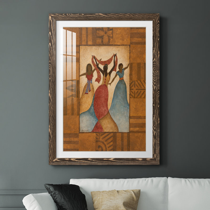 Rythme - peinture encadrée, Encadré de bois de noyer, H 37,5 po x l 27,5 po x P 1,5 po