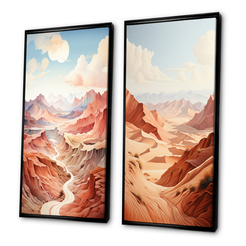 Desert Dreams Canyon Drift - Canyon et désert, ensemble de 2 reproductions d'art sur toile, H 28 po x l 25 po, Cadre noir