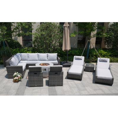 Ensemble de conversation modulaire 11 pièces avec coussins