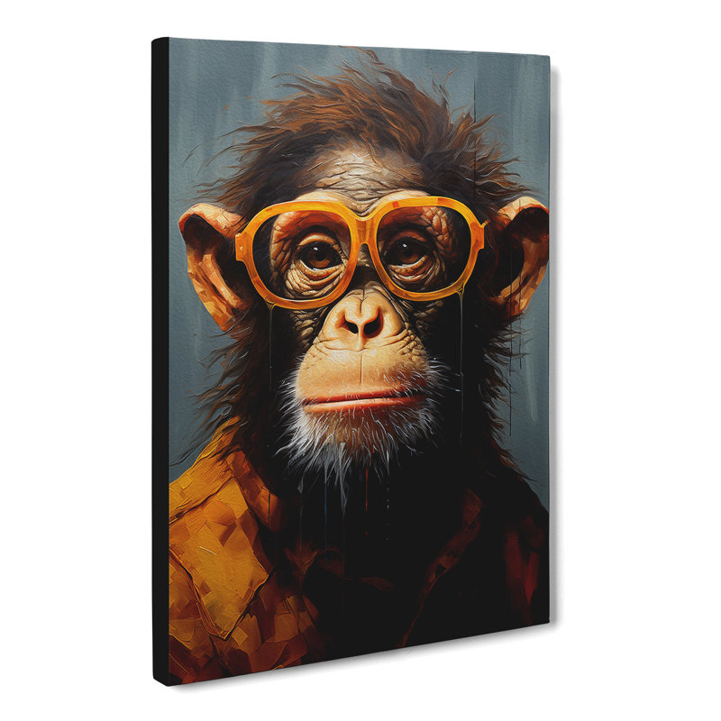 Monkey With Glasses No.2 - No Frame Print, 60cm H x 40cm W x 3cm D