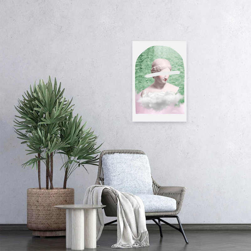 Paysage onirique classique et éthéré, architecture contemporaine abstraite, affiche murale, H 24 po x l 16 po
