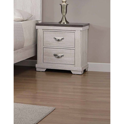 Table de chevet 2 tiroirs de style rustique contemporain pour chambre à coucher avec facilité de montage